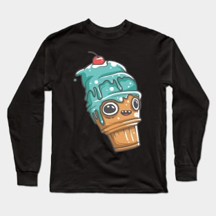 Blue cone ice cream character Long Sleeve T-Shirt